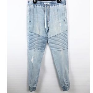 Elwood Light Indigo Denim Moto Jogger Size M